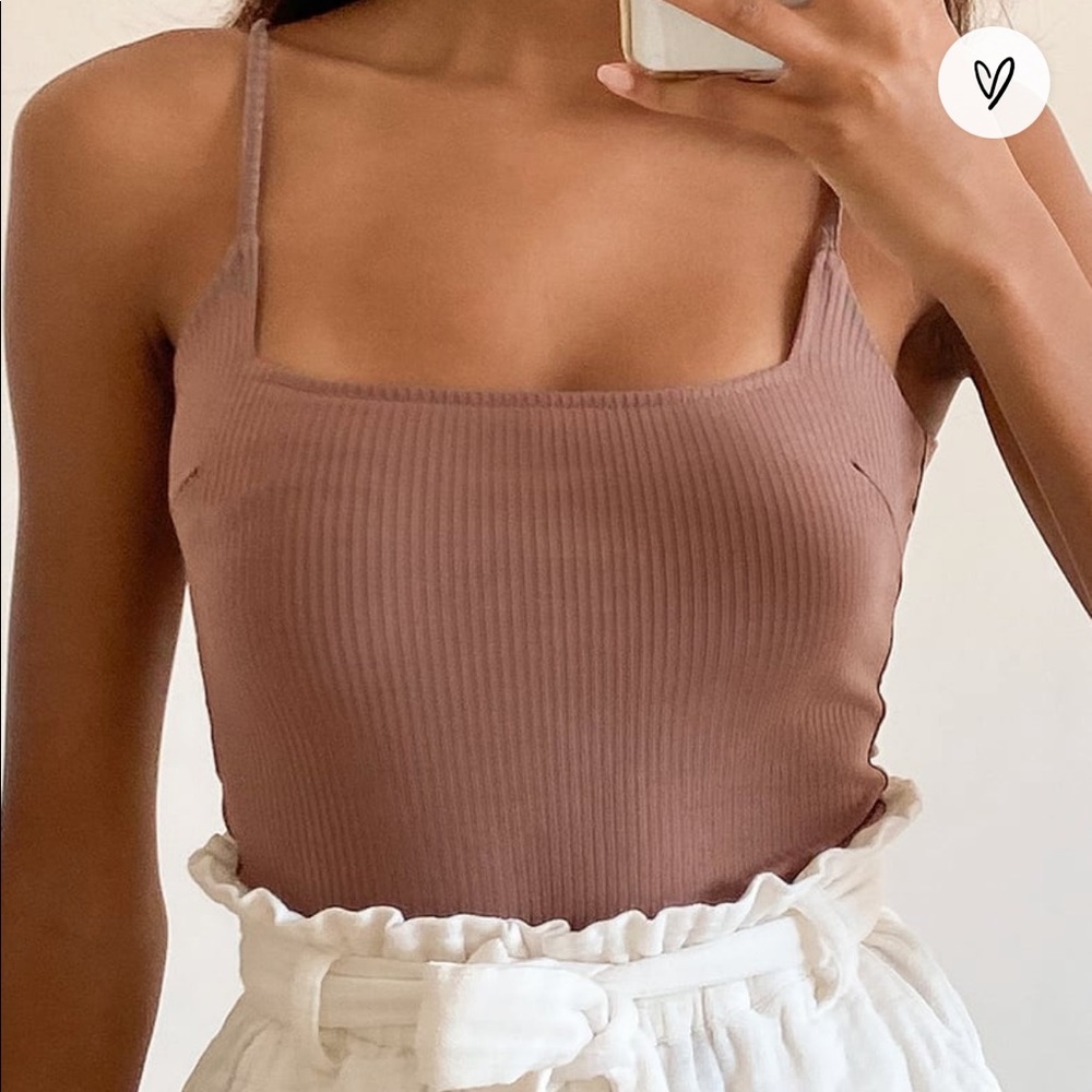 Danyelle Cocoa Brown Ribbed Sleeveless Bodysuit
